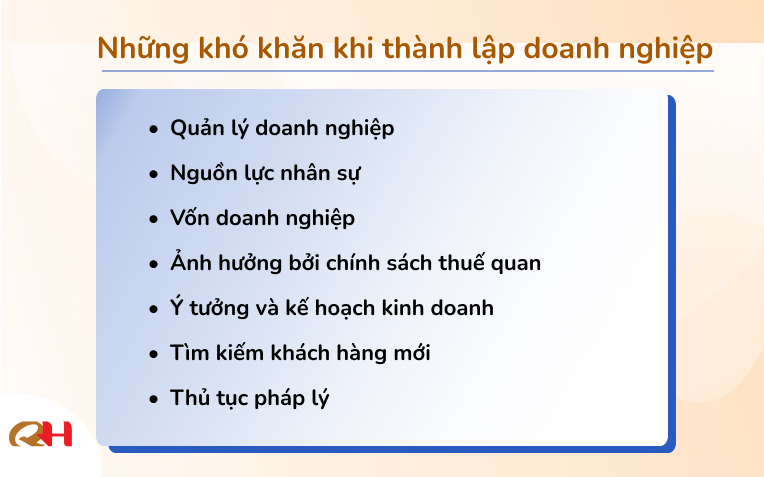 những khó khăn khi thành lập doanh nghiệp