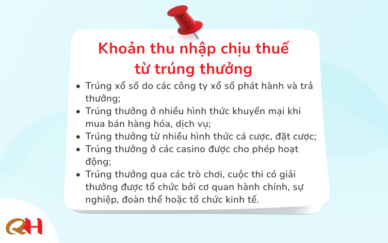 Khoản thu nhập chịu thuế từ trúng thưởng