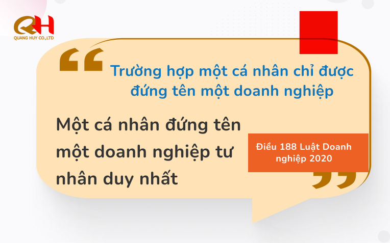 một cá nhân chỉ được đứng tên một doanh nghiệp