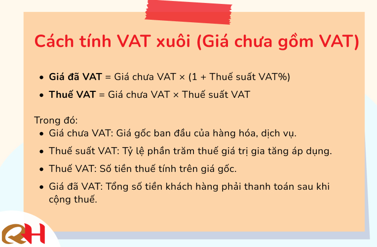 Cách tính VAT xuôi