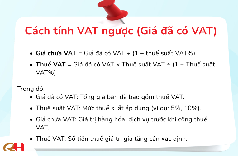 Công thức tính thuế VAT ngược