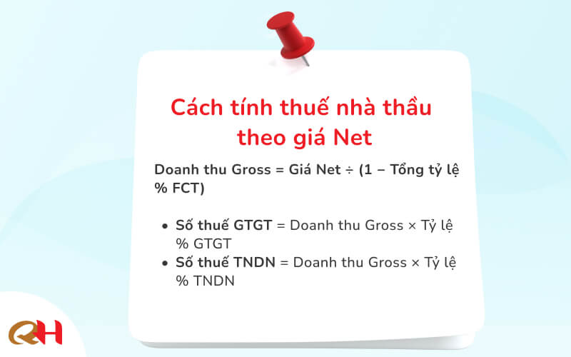 Cách tính thuế nhà thầu theo giá Net