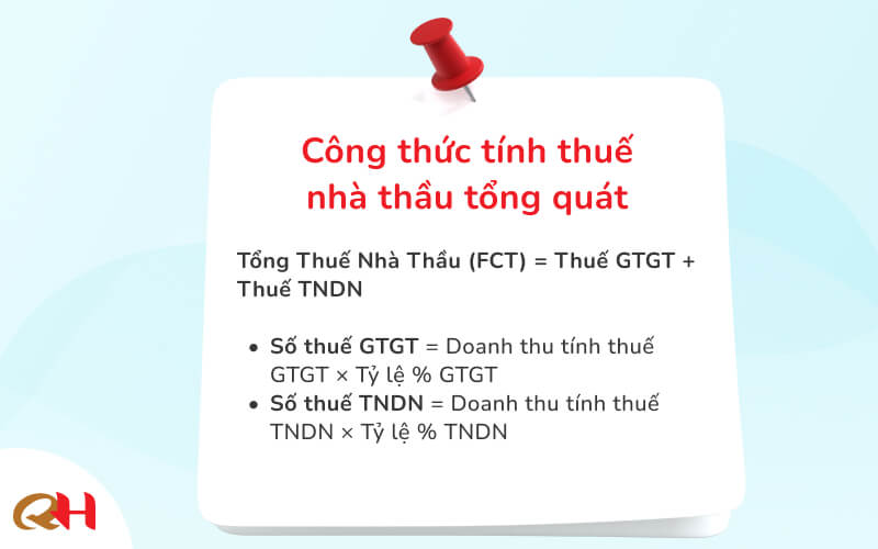 Công thức tính thuế nhà thầu tổng quát
