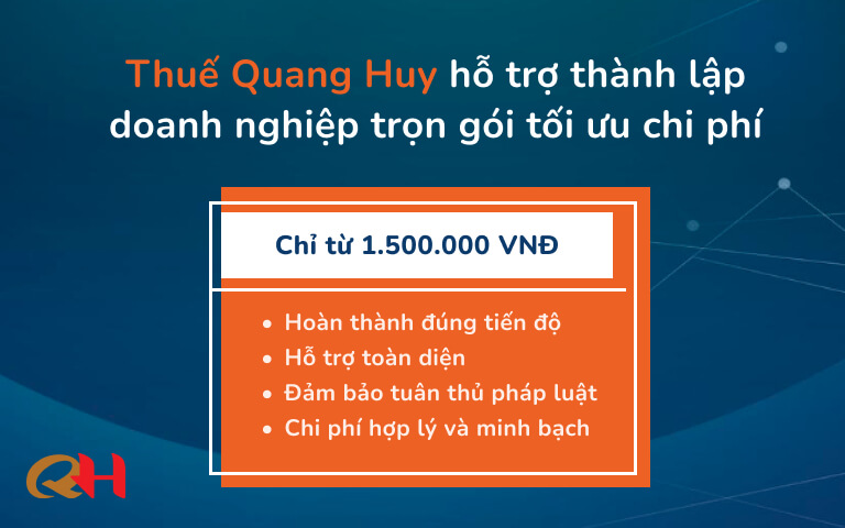 Thuế Quang Huy hỗ trợ thành lập doanh nghiệp tối ưu chi phí