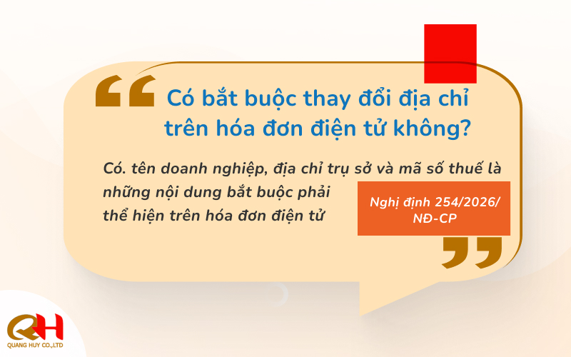 thay đổi địa chỉ trên hóa đơn